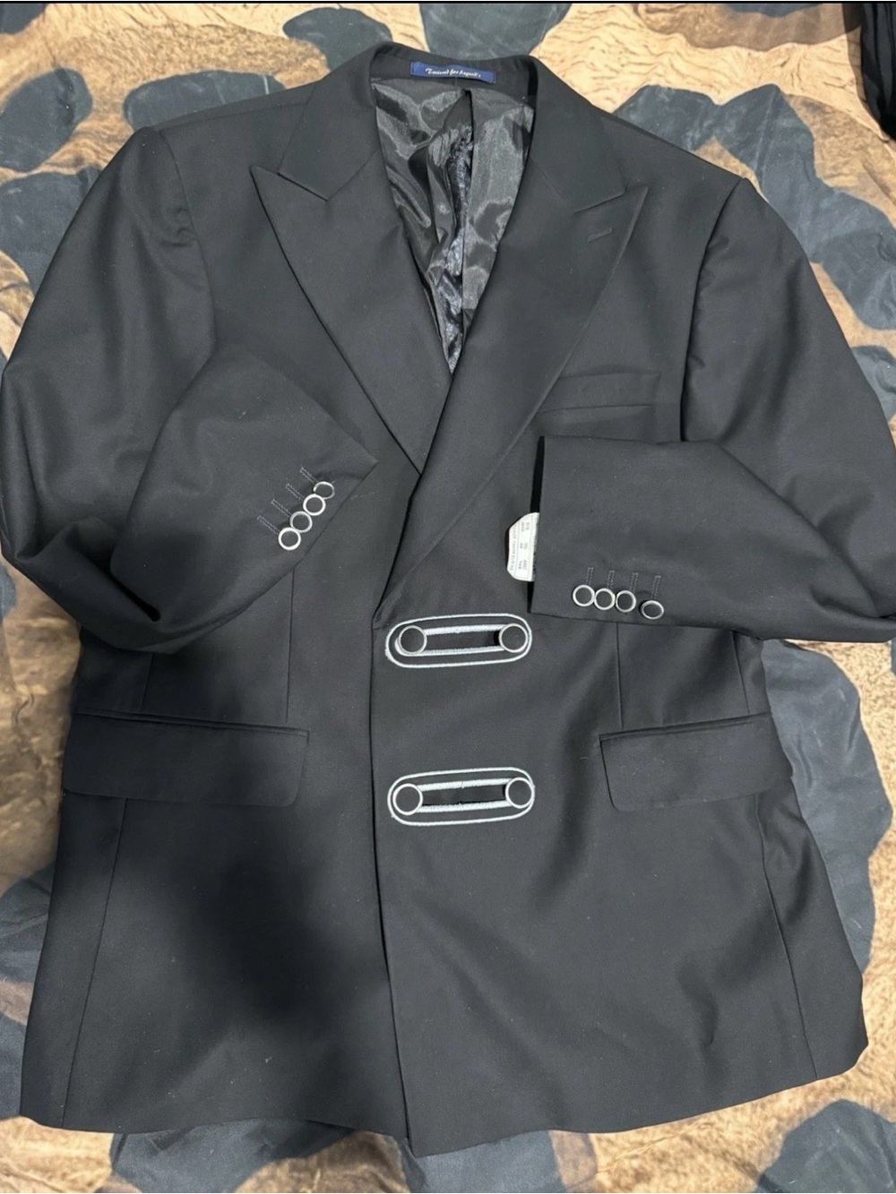 Black Men's Double-Ring Accent Suit Jacket
